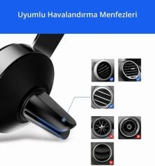 UGREEN 40907 LP130 360 Derece Otomatik Kelepçe Sıkı Tutucu Mekanik Araç İçi Telefon Tutucu Siyah
