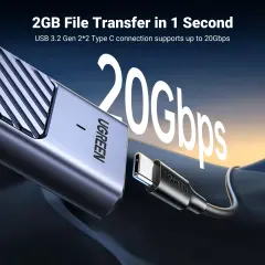 UGREEN 35576 CM559 USB-C 3.2 Gen 2x2 M.2 NVMe SATA SSD 20Gbps M-Key / B+M Muhafazası ve Soğutma Pedi