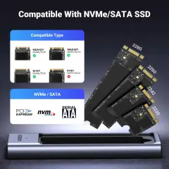 UGREEN 35576 CM559 USB-C 3.2 Gen 2x2 M.2 NVMe SATA SSD 20Gbps M-Key / B+M Muhafazası ve Soğutma Pedi