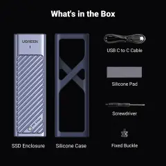 UGREEN 35576 CM559 USB-C 3.2 Gen 2x2 M.2 NVMe SATA SSD 20Gbps M-Key / B+M Muhafazası ve Soğutma Pedi
