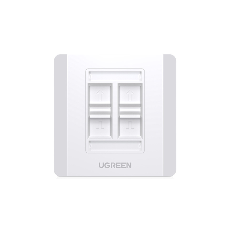 UGREEN 80443 NW144 Dört Portlu Keystone Jack Uyumlu Network Duvar Paneli Beyaz