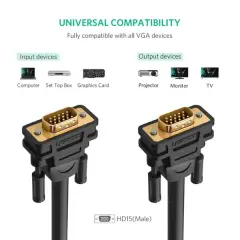 UGREEN 11646 VG101 1080P 60Hz VGA Erkek to VGA Erkek Kablo Siyah 2metre