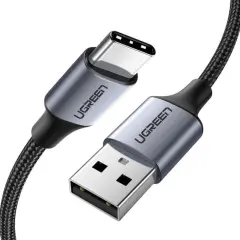 UGREEN 45071 L514 18W 3A QC 3.0 USB-A to USB-C Hızlı Şarj Veri Kablosu Uzay Grisi Örgülü 1metre