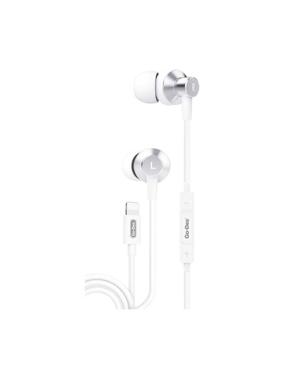 GO DES EP-218 Lightning Kablolu Kulak İçi Kulaklık Mikrofonlu Hi-Fi Stereo Beyaz