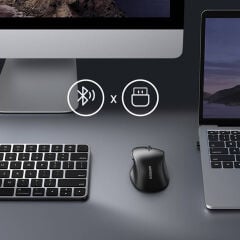 UGREEN 25440 MU101 Ergonomik Dual Mode 4000dpi 2.4GHz Kablosuz ve Bluetooth Mouse Siyah