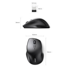 UGREEN 25440 MU101 Ergonomik Dual Mode 4000dpi 2.4GHz Kablosuz ve Bluetooth Mouse Siyah