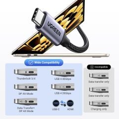 UGREEN 25155 MM142 4K 60Hz 18Gbps USB-C to HDMI Görüntü ve Ses Aktarım Kablosu Örgülü 1metre