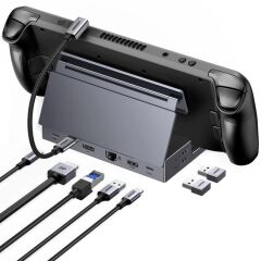 UGREEN 55733 CM800 9 in 1 USB-C to 3xUSB-A Çoklayıcı 1x4K/120Hz DisplayPort 1xRJ45 Gigabit Ethernet 1xSD 1xTF Kart Okuyucu 1xUSB-C PD 100W Şarj Desteği Çok Fonksiyonlu Bağlantı İstasyonu Siyah