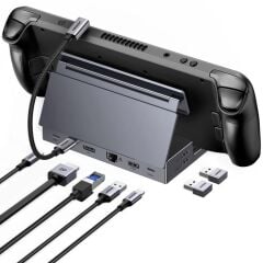 UGREEN 55733 CM800 9 in 1 USB-C to 3xUSB-A Çoklayıcı 1x4K/120Hz DisplayPort 1xRJ45 Gigabit Ethernet 1xSD 1xTF Kart Okuyucu 1xUSB-C PD 100W Şarj Desteği Çok Fonksiyonlu Bağlantı İstasyonu Siyah