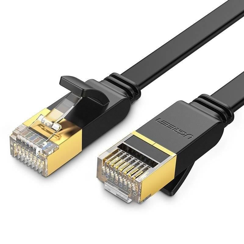 UGREEN 11262 NW106 CAT7 10Gbps Yüksek Ağ Hızı U/FTP Flat Yassı Ethernet Kablosu Siyah 3Metre