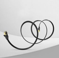 UGREEN 11262 NW106 CAT7 10GB/s Yüksek Ağ Hızı U/FTP Flat Yassı Ethernet Kablosu Siyah 3metre