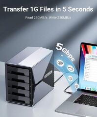 UGREEN 15974 CM646 5 Yuvalı USB-C to 2.5''-3.5'' SATA HDD SSD RAID Disk Dizisi