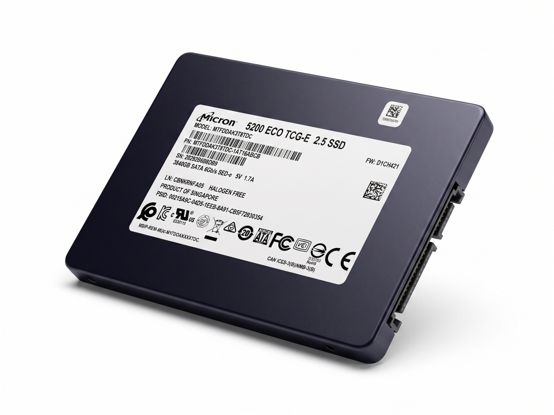 (2.EL) HPE 5200 Eco 3.84TB Sata 6Gbps 2.5'' Server Sunucu SSD MTFDDAK3T8TDC 1AT1ZABHA VK003840GWSXL P03483-004
