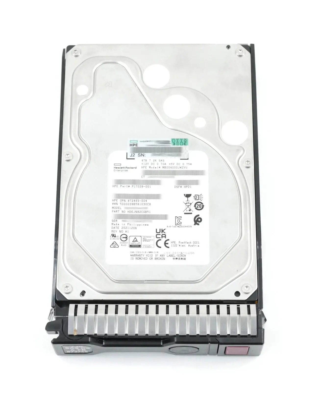 (2.EL) HPE 4TB 7.2K 12G SAS 3.5'' Server Sunucu Harddisk MB004000JWZVU MG08SDA400NY P17039-001 872493-004