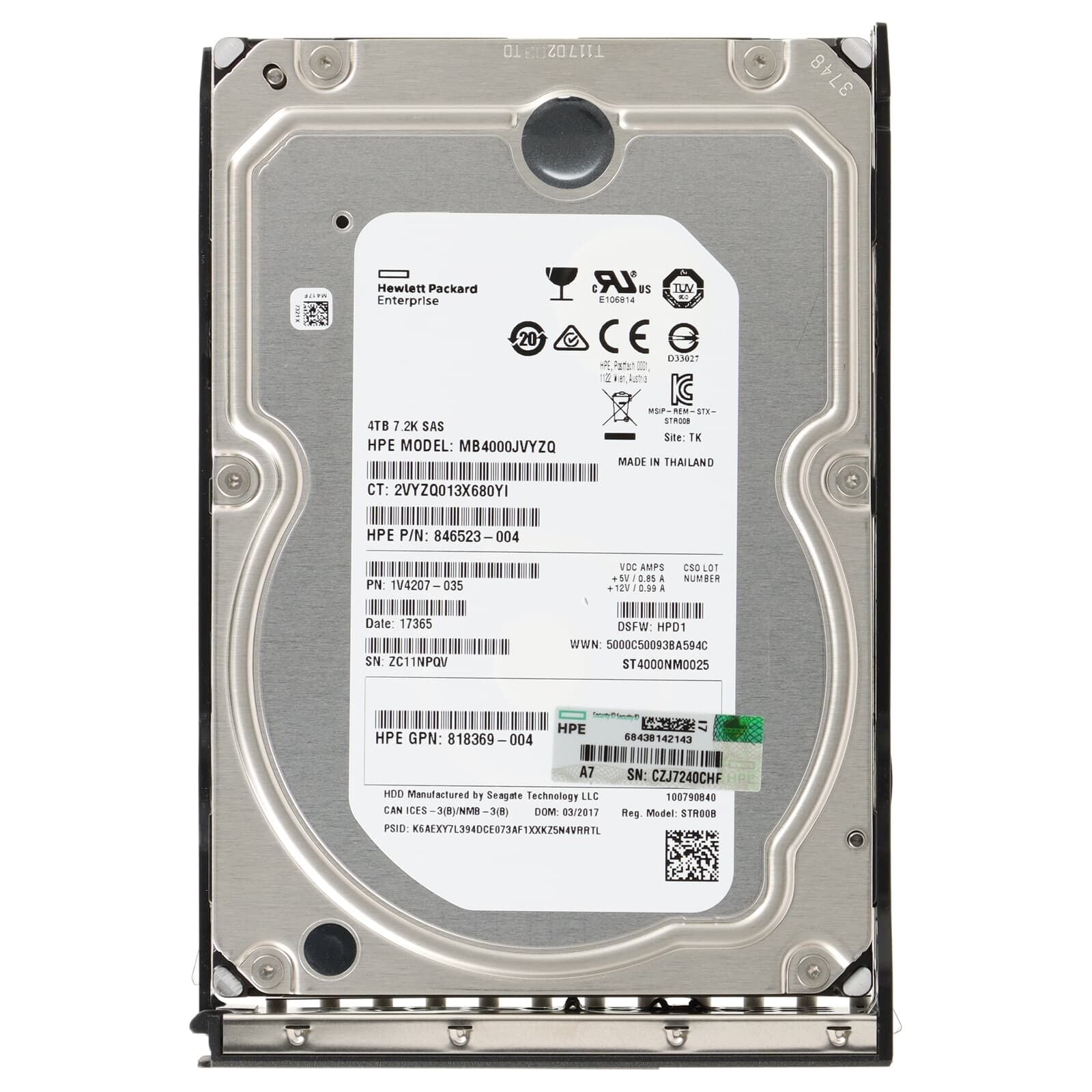 (2.EL) HPE 4TB 7.2K 12G SAS 3.5'' Server Sunucu Harddisk MB004000JYDPB P50262-002 872493-004 2TF230-035