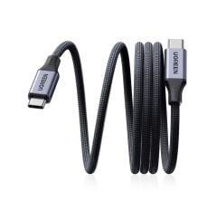UGREEN 55517 L520 100W 5A PD USB-C to USB-C Hızlı Şarj ve Data Kablosu Kendinden Toparlanan Manyetik Örgülü Siyah 1metre