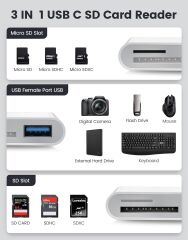 OEM 3 in 1 USB-C to USB TF/SD/microSD Kart Okuyucu