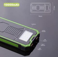 DEJİ DJ-OL2 10000mAh Led Işıklı Güneş Enerjili Solar Taşınabilir Powerbank Şarj Cihazı Yeşil - 2