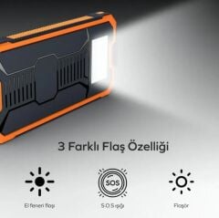 DEJİ DJ-OL2 10000mAh Led Işıklı Güneş Enerjili Solar Taşınabilir Powerbank Şarj Cihazı Yeşil
