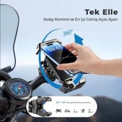 WOYAX by DEJİ WY-HR10 Holdy Motosiklet Bisiklet ATV Scooter Bağlantılı Telefon Tutucu Tutacağı Gidon - 2