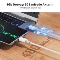 UGREEN 60551 US300 5A 100W PD USB-C to USB-C Hızlı Şarj ve Data Kablosu Beyaz 1metre