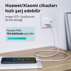 UGREEN 60551 US300 5A 100W PD USB-C to USB-C Hızlı Şarj ve Data Kablosu Beyaz 1metre
