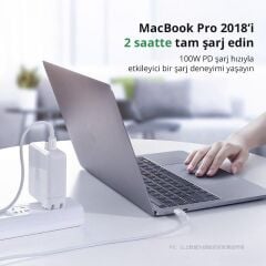 UGREEN 60551 US300 5A 100W PD USB-C to USB-C Hızlı Şarj ve Data Kablosu Beyaz 1metre - 2