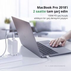 UGREEN 60551 US300 5A 100W PD USB-C to USB-C Hızlı Şarj ve Data Kablosu Beyaz 1metre - 2