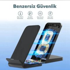 WOYAX by DEJİ WY-02 15W iPhone ve Android Uyumlu Hızlı Wireless Kablosuz Şarj Standı Siyah - 2