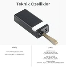 WOYAX by DEJİ WY-30F 30000mAh Dijital Göstergeli 22.5W Hızlı Taşınabilir Powerbank Şarj Cihazı Siyah
