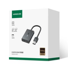 UGREEN 25161 CM679 USB-A to HDMI Dönüştürücü 1080P 60Hz Video Ses Senkronizasyon Adaptörü Siyah 15cm