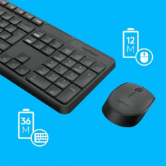 LOGİTECH MK235 USB Kablosuz Q Klavye Mouse Seti Siyah (920-007925) - 2