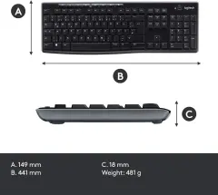LOGİTECH MK270 USB Kablosuz Q Klavye Mouse Seti Siyah (920-004525)