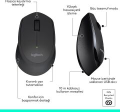LOGITECH MK345 Comfort USB Kablosuz Q Klavye Mouse Seti Siyah (920-006514)