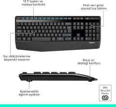 LOGITECH MK345 Comfort USB Kablosuz Q Klavye Mouse Seti Siyah (920-006514)