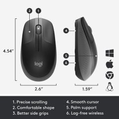 LOGİTECH M190 USB Kablosuz Mouse Siyah (910-005905)