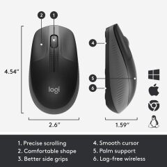 LOGİTECH M190 USB Kablosuz Mouse Siyah (910-005905)