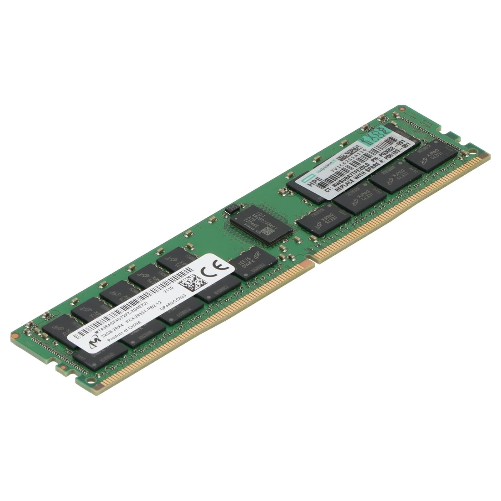 HPE MİCRON 32GB DDR4 2933MHz 2Rx4 PC4-2933Y CL21 ECC RDIMM Server Sunucu Ram MTA36ASF4G72PZ-2G9E2VI P03052-091