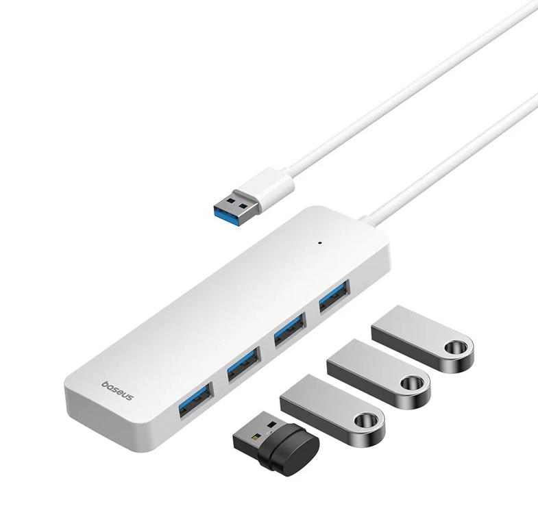 BASEUS UltraJoy Series 4 in 1 4 Port USB-A to USB 3.0x4 HUB Lite 50cm Küme Moon White B0005280B211-02