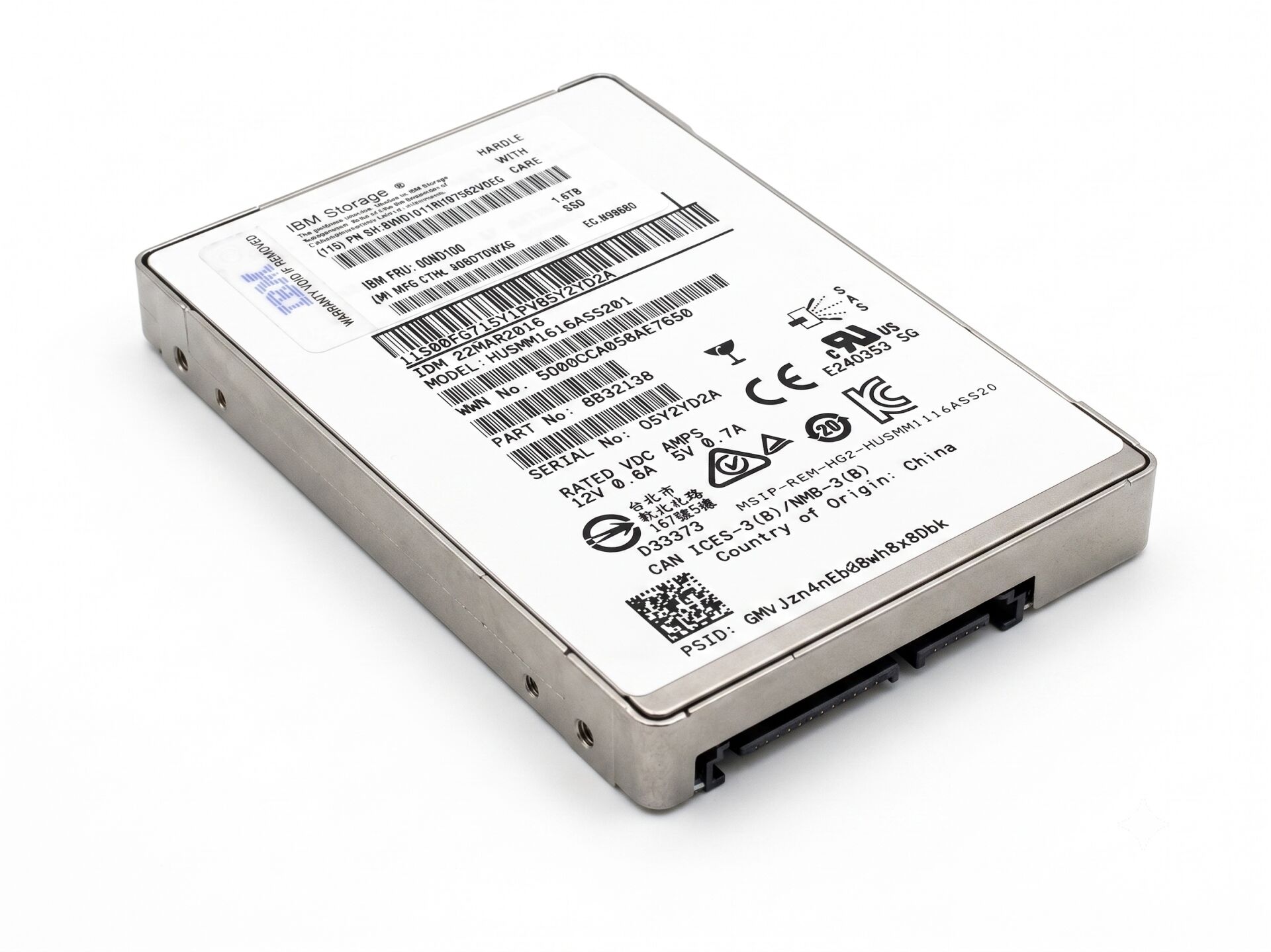 (2.EL) IBM Storage 1.6TB 12G SAS 2.5'' Server Sunucu SSD HUSMM1616ASS201 0B32138 00ND100