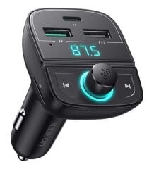 UGREEN 80910 Bluetooth 5.0 PD QC 3.0 Micro SD TF Kart Okuyuculu Araç Şarj Cihazı FM Verici Transmitter