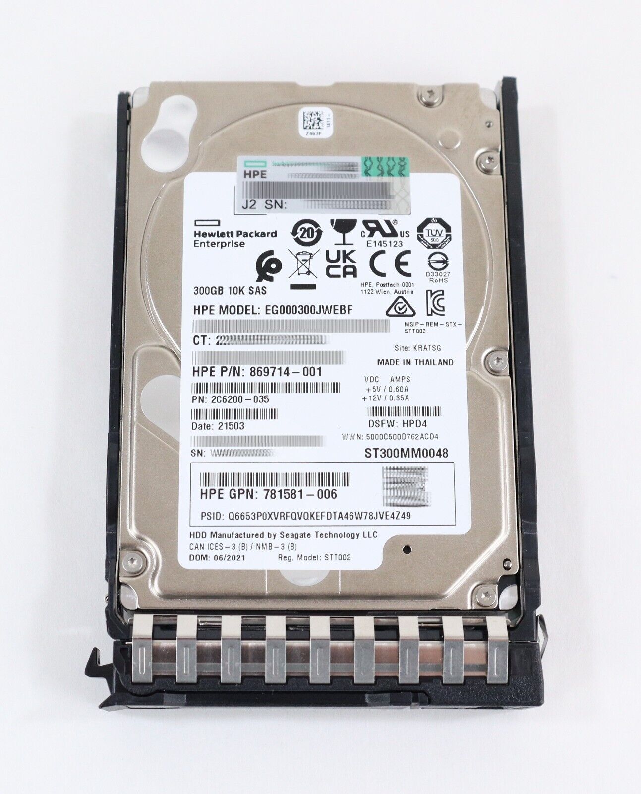 (2.EL) HPE 300GB 10K 12G SAS 2.5'' Server Sunucu Harddisk EG000300JWEBF ST300MM0048 869714-001 781581-006 2C6200-035