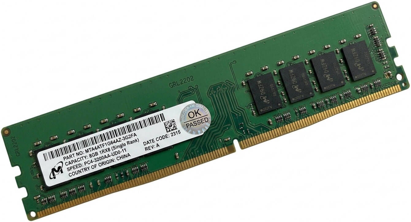 MİCRON 8GB DDR4 3200MHz PC4-3200AA 1Rx16 UDIMM Desktop Ram MTA4ATF1G64AZ-3G2FA
