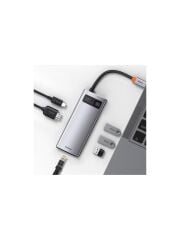 BASEUS Metal Gleam Series 6 in 1 Multifonksiyonel Type-C Hub Adaptör Docking Station CAHUB-CW0G