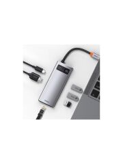 BASEUS Metal Gleam Series 6 in 1 Multifonksiyonel Type-C Hub Adaptör Docking Station CAHUB-CW0G