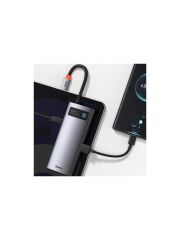 BASEUS Metal Gleam Series 6 in 1 Multifonksiyonel Type-C Hub Adaptör Docking Station CAHUB-CW0G