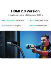 UGREEN 30999 HD119 Esnek ve Dayanıklı 4K 60Hz HDMI 2.0 Görüntü Aktarma Kablosu Örgülü 1metre