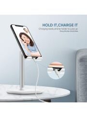 UGREEN 60343 LP177 Ayarlanabilir Açı Masaüstü Telefon Standı Beyaz Şarj İçin Boşluklu Tasarım Sağlam ve Dayanıklı
