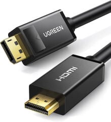 UGREEN 10238 DP101 3D 4K Görüntü Desteği DisplayPort to HDMI 2.0 Kablosu Siyah 1metre