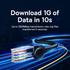 BASEUS PCWL-A101 CAT5 1000Mbps Gigabit Yüksek Ağ Hızı Ethernet Kablosu Siyah 1.5metre B00133206111-02